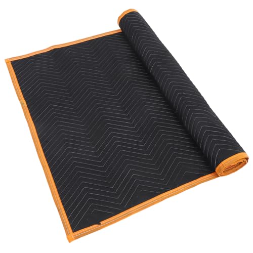 Zerodeko Schwere Umzugsdecke aus Gestepptem Vliesstoff Kratzfeste Möbel und Bodenschutzdecke Vielseitig als Umzugspolster Schalldämpfende Stretch Moving Wraps Schwarz mit Orangefarbenem von Zerodeko