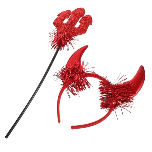 Zerodeko Teufelshörner Haarreif Set Rot Cosplay Kostüm Zubehör für Halloween Party mit Teiligem Teufelshorn Haarreif und Leichtes Langlebiges Material Design von Zerodeko