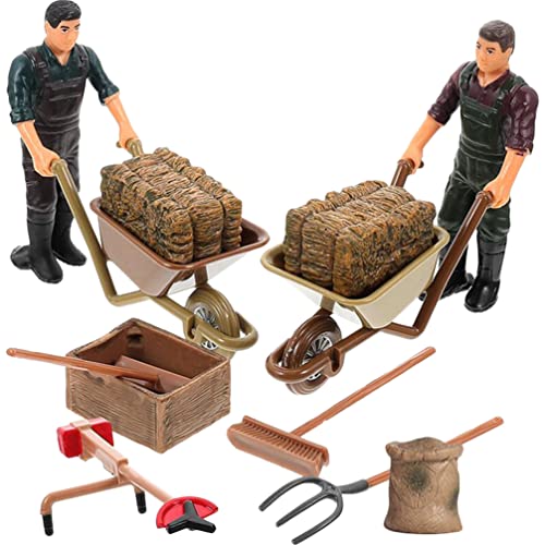 Zerodeko Traktoren 1 32 12-Teilige Bauernfiguren Landwirtschaftsspielzeug-Set Plastikmodell- -Spielzeug Realistisches Bauernmodell Simulationsszenen-Zubehör Zum Rollenspiel von Zerodeko
