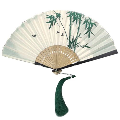 Zerodeko Vintage Faltfächer mit Quaste Retro Handfächer für Tänze Fotografie und Sommerreisen und für Kostüme Wanddekoration von Zerodeko
