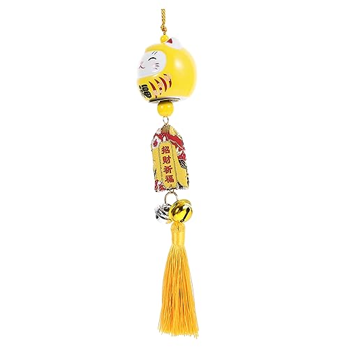 Zerodeko Windspiel Anhänger car Decoration Auto Dekoration gilbe Feng Shui Dekoration Glückskatzen-Anhänger Katze Anhänger Reize Japanisches Windspiel aus Keramik Stoff Yellow von Zerodeko