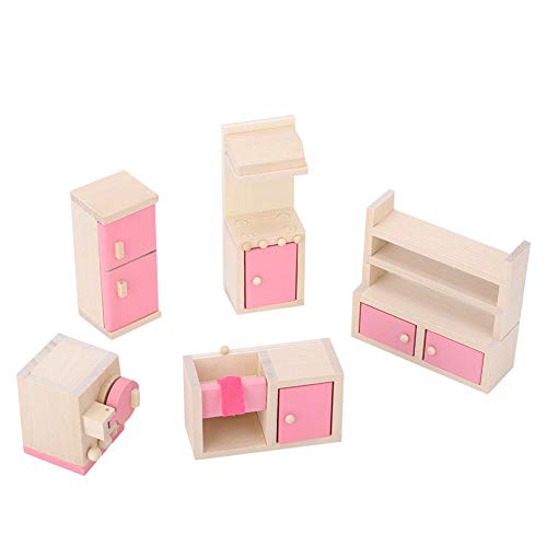 1:12 Mini Puppenhaus Möbel Sets Holz Miniatur Möbel Pretend Play Spielzeug Simulation Schlafzimmer Spielzeug Set für Kinder (Küche) von Zerodis