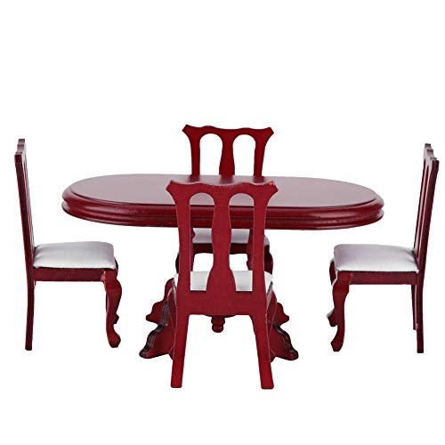 1:12 Miniatur Esstisch Stuhl, Puppenhaus Küchentisch Stuhl Set Holzmöbel Set Esszimmer Möbel Spielzeug 1:12 Miniatur Esstisch Stuhl, Puppenhaus Küchentisch Stuhl Set Holzmöbel Set Esszimmer Möbel Spielzeug von Zerodis