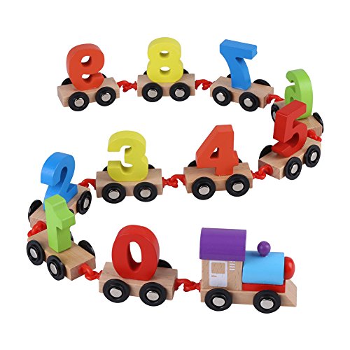 11 stücke Holz Zug Set Holzspielzeug Anzahl Form Zug frühes pädagogisches Lernspielzeug Weihnachtsgeschenke für Kinder Jungen Und Mädchen von Zerodis