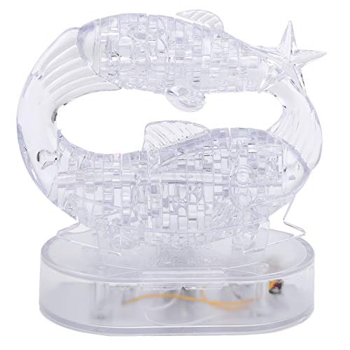 3D Crystal Poissons with Light‑Up Base, DIY Assembly Brain Teaser Poissons Jigsaw Puzzle Toy Fun Decoration Model for Adults & Kids Age 8 and Up (Fische) von Zerodis