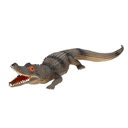 Alligator Spielzeugfiguren für Kinder Weichplastik Große Krokodil Action Figure Spielzeug hoche Simulation Krokodil Reptil Tiermodell mit Sound für Geburtstag Party Favor(dunkle Farbe) von Zerodis