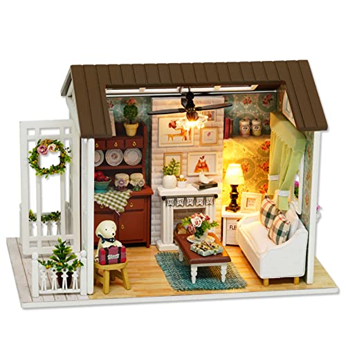 DIY Dollhouse Miniature Kit, 3D -Puzzle DIY Miniatur Doll House Kit mit Möbeln und LED, Holzpuppenhaus Winziges Hausgebäude für Erwachsene DIY Dollhouse Miniature Kit, 3D -Puzzle DIY Miniatur Doll House Kit mit Möbeln und LED, Holzpuppenhaus Winziges Hausgebäude für Erwachsene von Zerodis