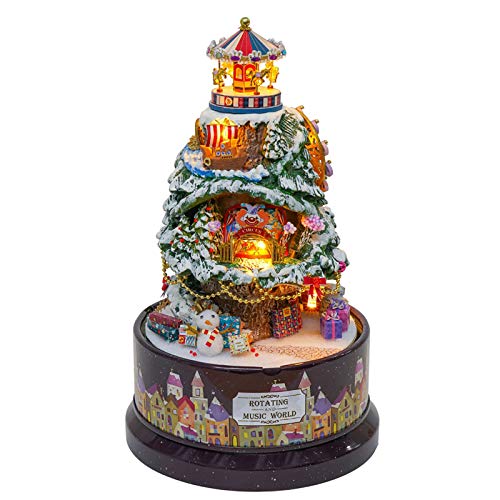 DIY Puppenhaus, Drehbare Musik, DIY Puppenhaus, DIY Miniatur-Box, Miniatur-Traumhaus mit Staubschutz, LED-Licht Als (B-030 „Schneeparadies“) von Zerodis