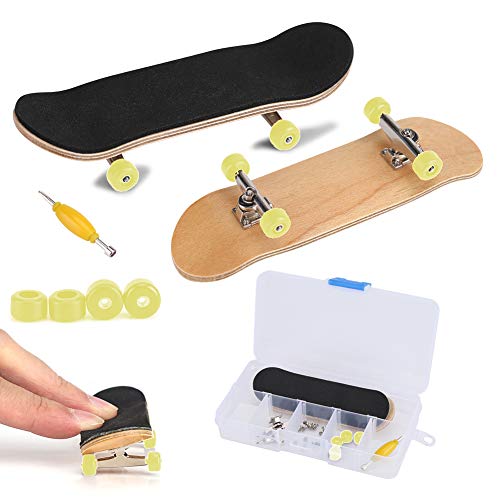 Zerodis Griffbrett Fingerskateboards, Professionelle Mini-Legierung Komplettes Holzahorn-Deck-Set Interaktives Spiel Kindergeschenke(Gelb) von Zerodis