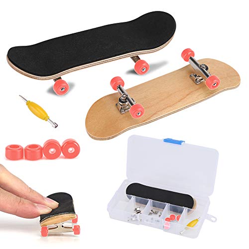 Zerodis Griffbrett Fingerskateboards, Professionelle Mini-Legierung Komplettes Holzahorn-Deck-Set Interaktives Spiel Kindergeschenke(Rot) von Tnfeeon