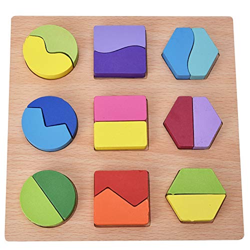Hölzerne geometrische Puzzle geometrische Formen Block Puzzle Bausteine ​​pädagogisches Spielzeug Geschenk für Kinder Jungen und Mädchen von Zerodis