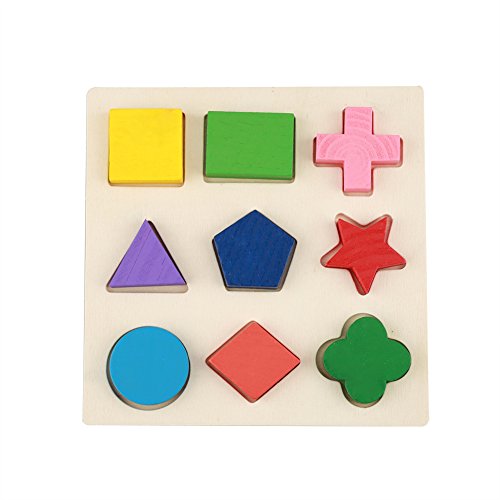 Holz Steckwürfel Geometrie Puzzle Baustein Bunt Matching Motorik Pädagogisches Lernspielzeug Früherziehung Kindertag Geschenk für Kinder Kleinkinder(#1) von Zerodis