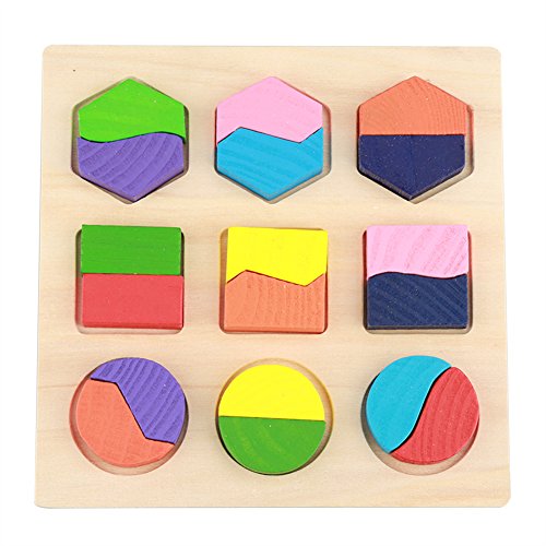 Holz Steckwürfel Geometrie Puzzle Baustein Bunt Matching Motorik Pädagogisches Lernspielzeug Früherziehung Kindertag Geschenk für Kinder Kleinkinder(#2) von Zerodis