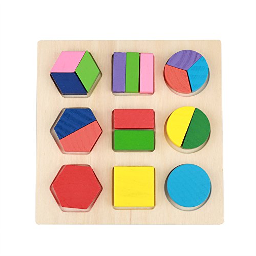 Holz Steckwürfel Geometrie Puzzle Baustein Bunt Matching Motorik Pädagogisches Lernspielzeug Früherziehung Kindertag Geschenk für Kinder Kleinkinder(#3) von Zerodis