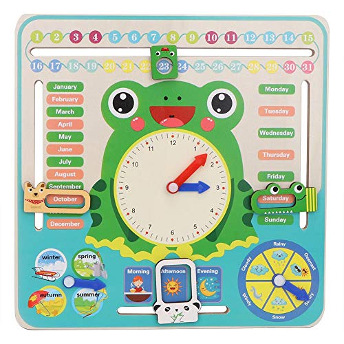 Kinder Holz Kalenderuhr Spielzeug All About Today Kalenderbrett Mein Erstes Uhr Kognitives Spielzeug für Kleinkinder und Mädchen ab 3 Jahren von Zerodis