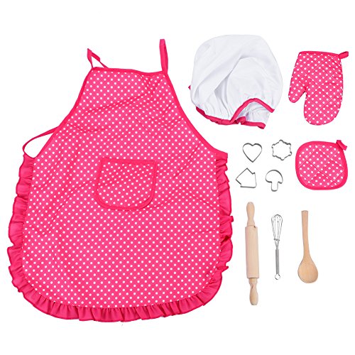 Kinder Küche Spielzeug Set DIY Kochen Backen Anzug Spielzeug Set Pretend Play Kleidung Schürze Hut Herd mit Utensilien für Mädchen Kindertag Geschenk von Zerodis