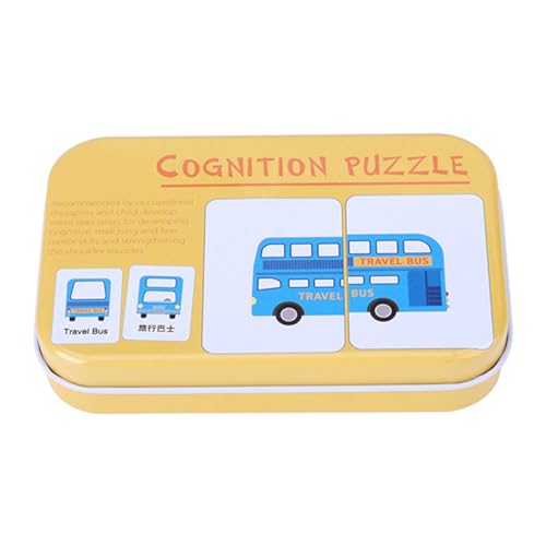 Lernkarten Fahrzeug/Tier/Obst/Lebende Güter Matching Lernspiel Pädagogisches Spielzeug mit Eisen Aufbewahrungsbox für Babys und Kleinkinder(#1) von Zerodis