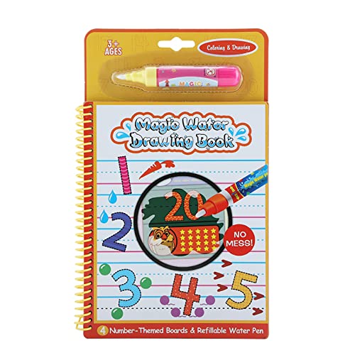 Magisches Wasser Doodle Malbuch Zeichnen mit Magic Drawing Stift Pädagogisches Spielzeug Früherziehung Kindertag Geschenk für Kinder Kleinkinder Tragbar(Number) von Zerodis