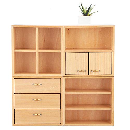 Maßstab 1/12 Puppenhaus Zubehör Holz Schrank Möbel Wohnzimmer Schlafzimmer Schrank Einheit für Puppenhaus(Kräftiges Holz) von Zerodis