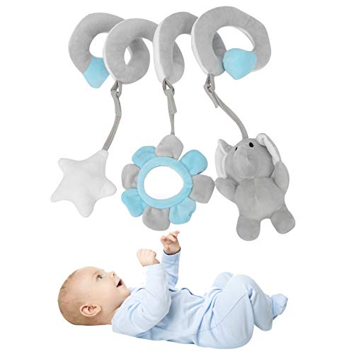Neugeborene Clip hängendes Bett Plüschtier, niedlichen Cartoon Design Baby Kinderwagen Kinderwagen hängend klingelnde Glocke Kinderwagen Auto Rassel Aktivität Spielzeug für 0-3 Jahre alt(Grau) von Zerodis
