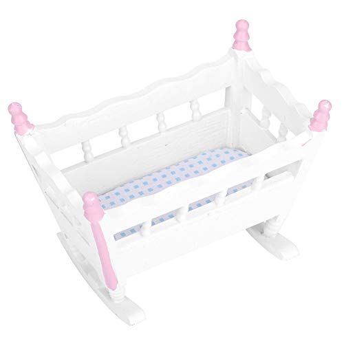Puppenhaus Mini Baby Wiege Simulation Miniatur Möbel Baby Wiege Spielhaus Spielzeug Ornament für 1/12 Puppenhaus Zubehör von Zerodis