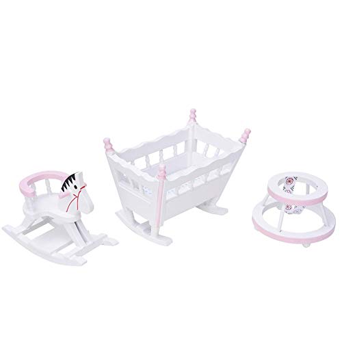 Puppenhaus Möbel Mini Holz Schlafzimmer Zimmer Kindergarten Möbel Puppenhaus Zubehör Kids Pretend Play Spielzeug für 1:12 Puppenhaus Kinder und Mädchen(Weiß) von Zerodis