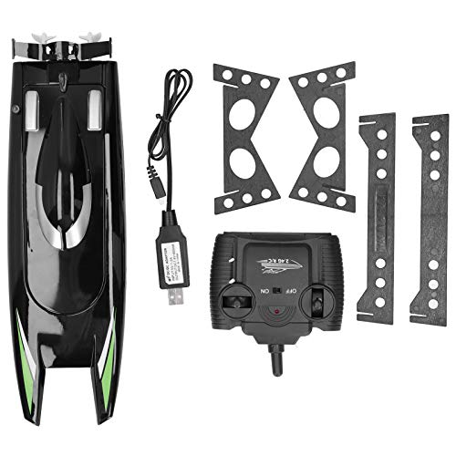 Schutzspielzeug 2,4 G RC Boat, 30 km/h, wiederaufladbar, Hochgeschwindigkeits-Rennboot, Doppelmotor-Fernbedienung, Motorboot, Spielzeug für Erwachsene und Kinder (schwarz) von Zerodis