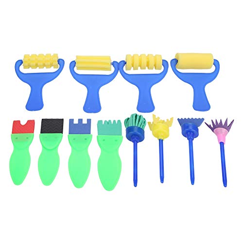 Schwamm Malerei Pinsel Kit 12 Stücke Mini DIY Malerei Kits Früherziehung Kinder Malen Set Schwamm Farbroller Pinsel für Kind Spiel von Zerodis