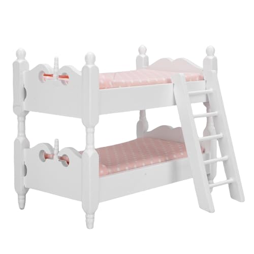 Zerodis 1:12 Dollhouse Miniatur Doppelschicht Holzbett mit Leiter für Spielen, So Tun Sie Sich Möbelspielzeug (Punkt) von Zerodis