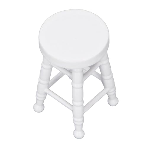 Zerodis 1:12 Handgefertigtes Birch Wood Dollhouse Stuhl Stuhl Miniatur -Rundspielzeug für Puppenhäuser und Miniaturgärten (White) von Zerodis