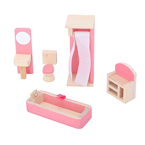 Zerodis 1:12 Mini Puppenhaus Möbel Sets Holz Miniatur Möbel Pretend Play Spielzeug Simulation Schlafzimmer Spielzeug Set für Kinder (Toilette) von Zerodis