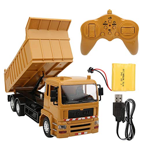 Zerodis 1:24 Maßstab Fernbedienung Kipper wiederaufladbare Baumaschinen LKW Modell Kinder Simulation Druckguss Fahrzeug Spielzeug mit Unterhaltungsmusik für Kinder Outdoor Indoor von Zerodis