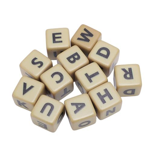 Zerodis 12 -pcs -Würfel -Spielset, Tragbare 6 -Seiten -Verschiedene Englische Buchstaben Würfel Wortbau Multiplayer Interactive Game mit Box für Klassenzimmer -Reisecamping von Zerodis
