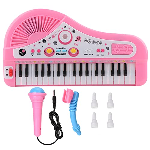 Zerodis 37 Keyboard E Piano Instrument Kinder Musik Spielzeug für Frühe Pädagogische mit Klavier und Mikrofon für Kleinkinder(Pink) von Zerodis