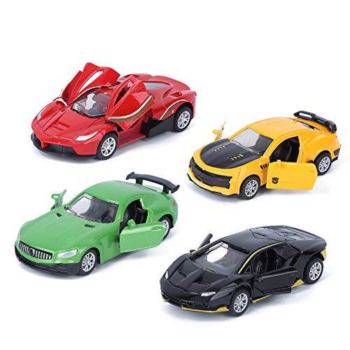 Zerodis 4 Stück Alloy Car Model Pull Back Sportspiel Auto Fahrzeug Spielzeug mit zu öffnenden Türen Weihnachtsgeburtstagsgeschenk für Kinder Jungen Mädchen von Zerodis