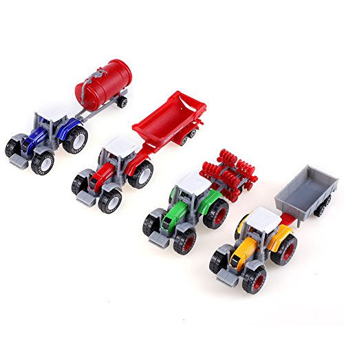4 Stück im Maßstab 1:64 Hochsimulation Landwirtschaftliches Landwirt Fahrzeugmodell Mini Kinder Mini Fahrzeug Modell Spielzeug von Zerodis