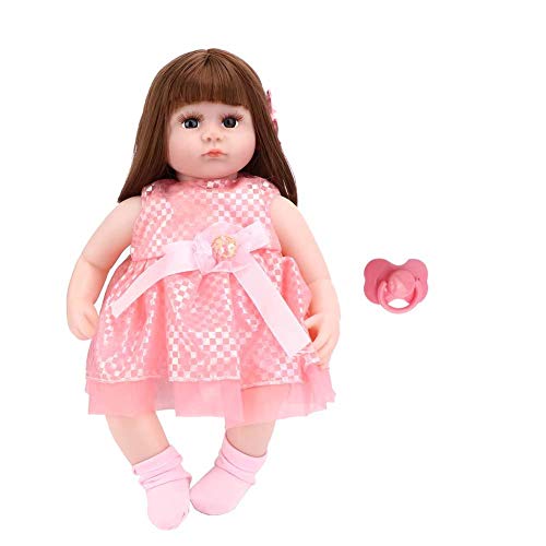 Zerodis 42cm realistisches Babypuppenspielzeug Interaktives Babypuppenspielzeugmädchen mit Langen Haaren(Puppe) von Zerodis