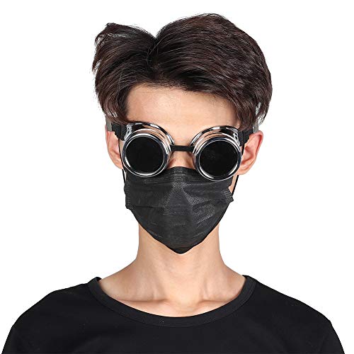 Zerodis ABS Vintage Steampunk -Schutzbrille, Verstellbare Doppelschicht -Sonnenbrille mit Elastischen Kopfgurt und Austauschbare Objektive für Cosplay -Halloween -Party -Kostüme (6) von Zerodis