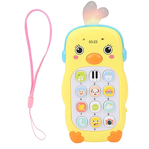Zerodis Baby Simulation Handy, Multifunktion Bildung Telefon Niedlich Cartoon Muster Musik Ton Lichteffekt Handy Spielzeug für über 6 Monate Alt(Gelb) von Zerodis