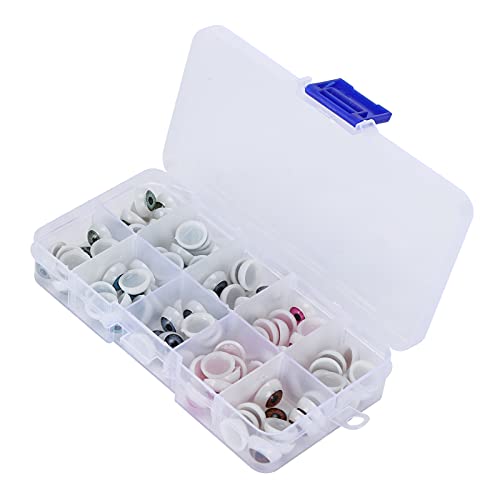 Zerodis Big 60pcs Halloween Doll Augäpfel, 16 Mm Halb Runde Sicherheitsaugen in 5 Farben für Puppenherstellung, Dekorationen, Spielzeugnähen (12mm100 pro Box) von Zerodis
