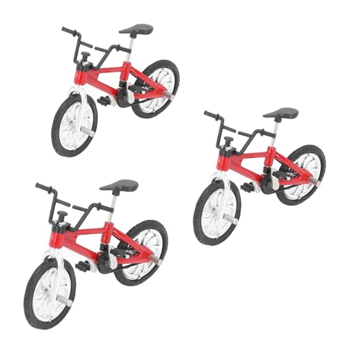 Zerodis Dollhouse Mountain Bike Model Exquisite Details 1:12 Dollhouse Finger Mountainbike für Schlafzimmer Dekor Legierung Plastik 3PCS (Rot) von Zerodis