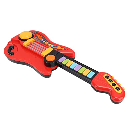 Zerodis E -Gitarrenspielzeugmusik Aufklärungsspielzeug mit Cartoon Tiermuster Plastikmaterial (Rot) von Zerodis