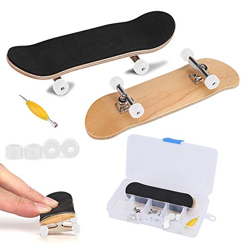 Zerodis Griffbrett Fingerskateboards, Professionelle Mini-Legierung Komplettes Holzahorn-Deck-Set Interaktives Spiel Kindergeschenke(Weiß) von Zerodis