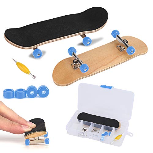 Zerodis Fingerskateboard, Professionelles Mini-Legierung Komplettes Holzahorn-Deck-Set Interaktives Spiel Kinderspielzeug (Dunkelblau) von Zerodis