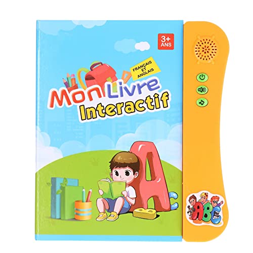 Zerodis Französisch Englisch Sound Buch Bildungsspielzeug, Mehrere Lernmodi Zum Lesen und Lernen, Cartoon -Muster für die Erkennung von Fähigkeiten, Tragbares Design für Geburtstagsgeschenk (ORANGE) von Zerodis