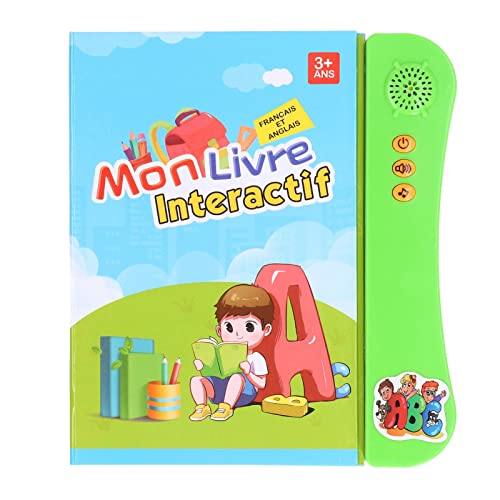 Zerodis Französisch Englisch Sound Buch Bildungsspielzeug, Mehrere Lernmodi Zum Lesen und Lernen, Cartoon -Muster für die Erkennung von Fähigkeiten, Tragbares Design für Geburtstagsgeschenk (Green) von Zerodis