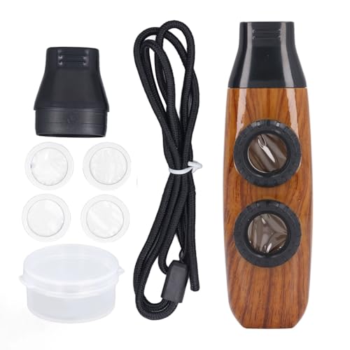 Zerodis Kazoo-Flöte, Verstellbare Flöte mit Zwei Löchern und Umhängeband, Musikalisches Blasinstrument mit Membran, Gitarren, Violinen, Begleitinstrument für Spieldarbietungen (Holzfarbe) von Zerodis