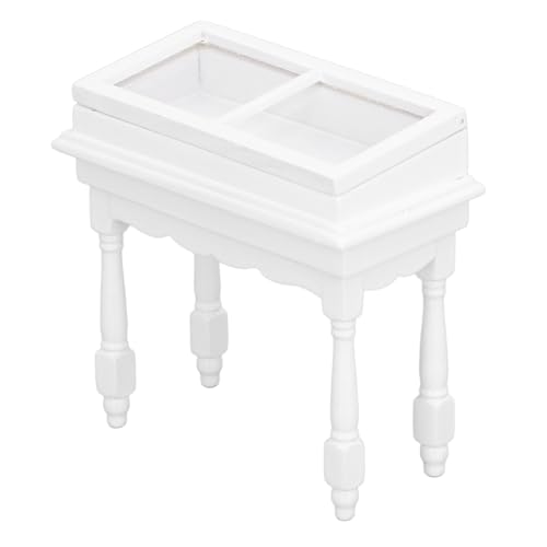 Zerodis Kompaktes Holzpuppenhausmöbelschrank für Miniaturszenen und Puppenhausartikel (White) von Zerodis