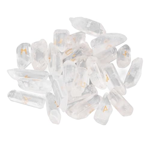 Zerodis Kristallgravierter Runenstein für Heimdekoration und Brettspiel, 25 PCs Unregelmäßige Runensteine für Glück und Wohlstand, mit Aufbewahrungstasche für Steinliebhaber und Sammler (Weißer Zerodis Kristallgravierter Runenstein für Heimdekoration und Brettspiel, 25 PCs Unregelmäßige Runensteine für Glück und Wohlstand, mit Aufbewahrungstasche für Steinliebhaber und Sammler (Weißer von Zerodis