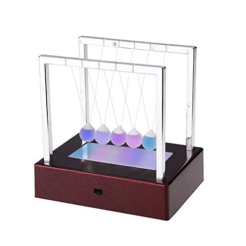 Zerodis LED leuchten Newton Wiege Balance Bälle Newton Swing Glaskugel Wissenschaft Psychologie Puzzle Schreibtisch Spaß Spielzeug für Office Home Dekoration von Zerodis